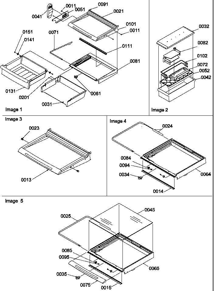 Shelves, Deli, And Crisper Assemblies Diagram and Parts List for SB520SW-P1185003WW  Amana Refrigerator