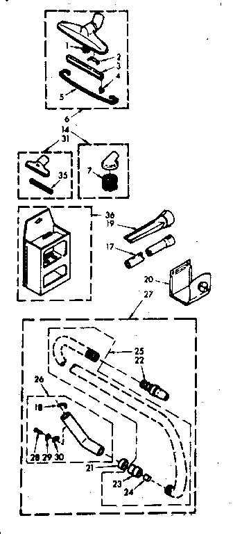 Attachment Parts Diagram and Parts List for 11640130  Kenmore Central Vacuum