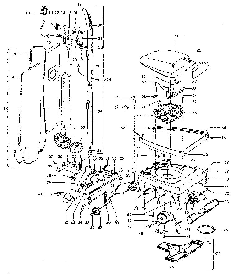 Convertible Diagram and Parts List for U4725  Hoover Upright Vacuum