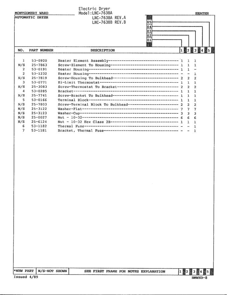 Automatic Dryer Page 2 Diagram and Parts List for 7638A  Norge Dryer