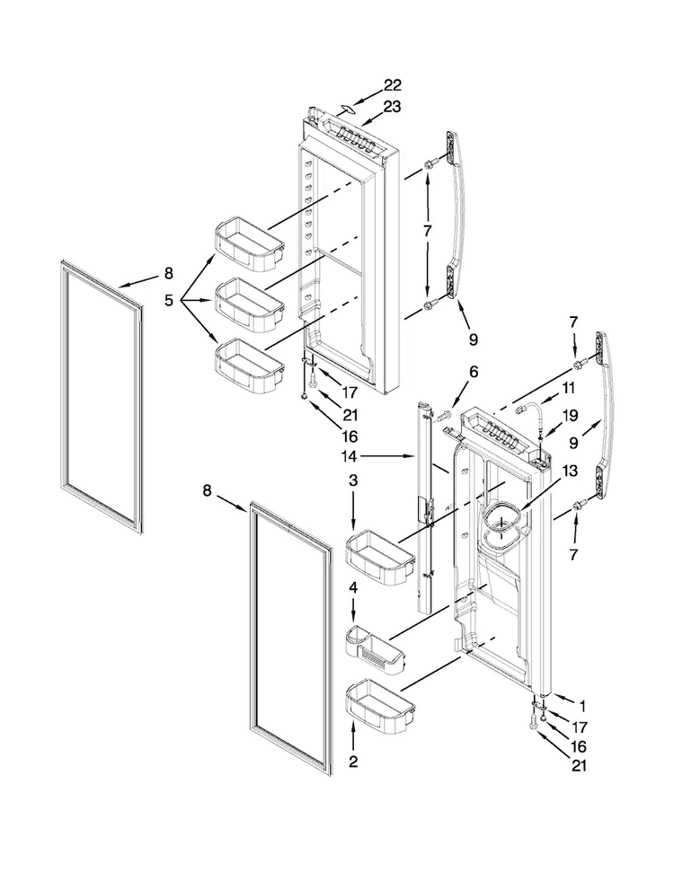 Refrigerator Door Parts Diagram and Parts List for MFX2570AEB5  Maytag Refrigerator