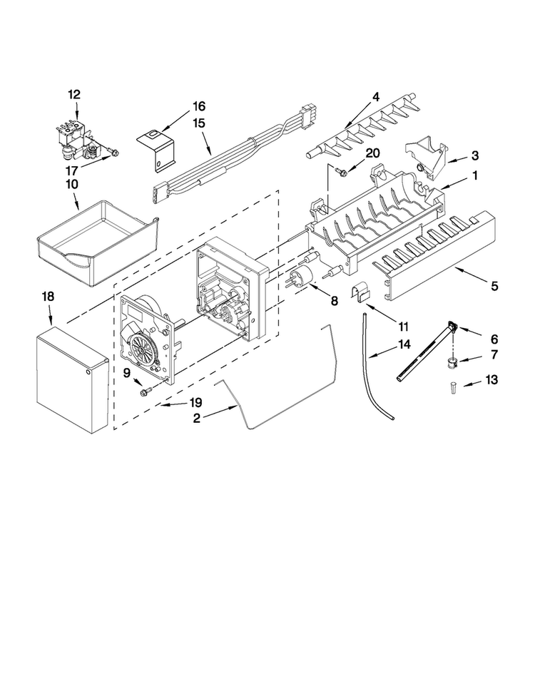 Icemaker Parts Diagram and Parts List for JFC2089WTB7  Jenn-Air Refrigerator