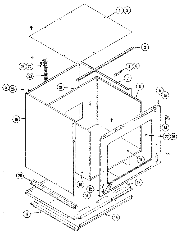 Basic Body Diagram and Parts List for 21138  Jenn-Air Wall Oven