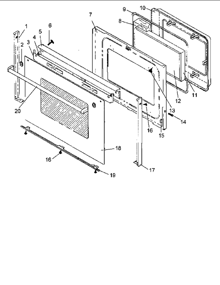 Door Assy Diagram and Parts List for ARH6700E-P1142686NE  Amana Range