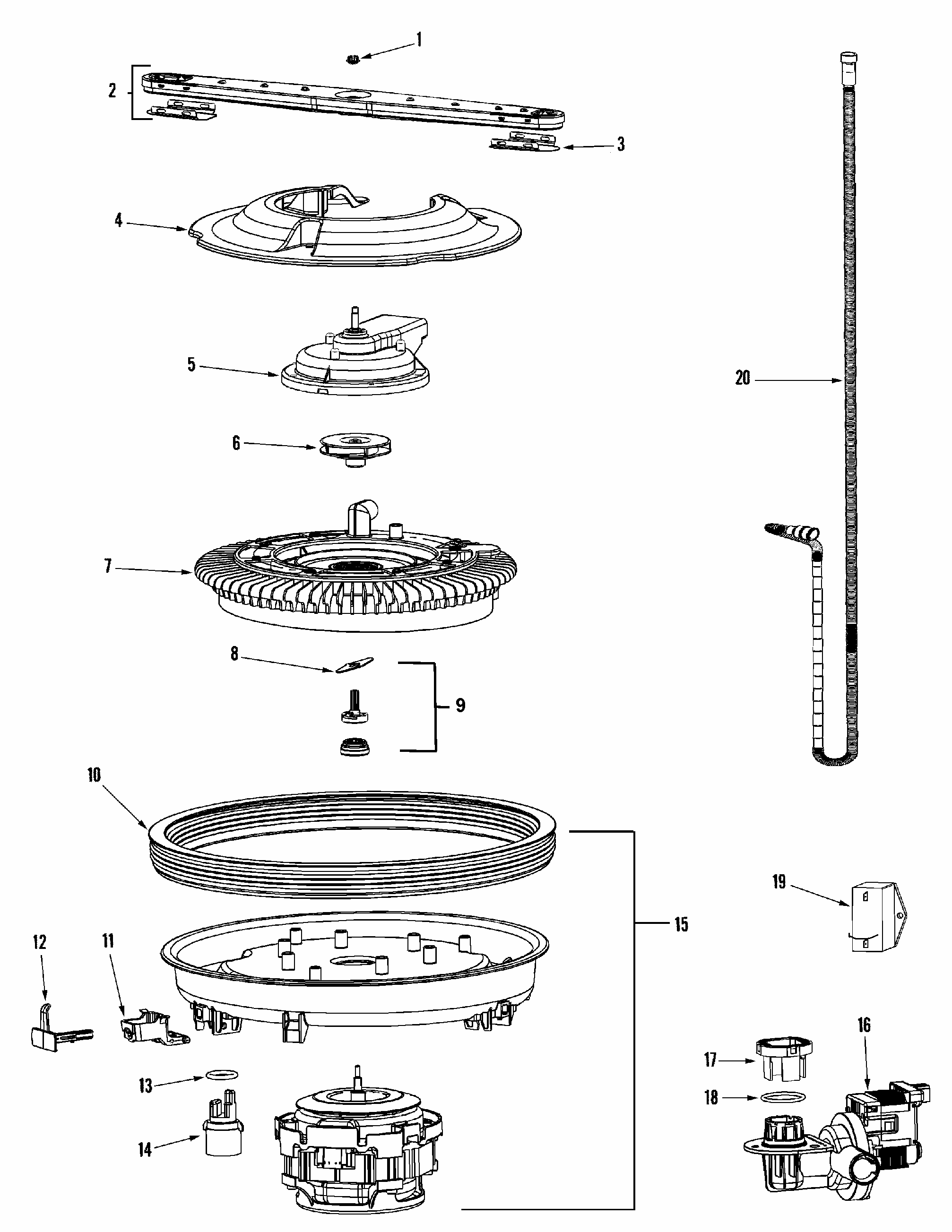 Pump & Motor Diagram and Parts List for MDB8951AWS10  Maytag Dishwasher