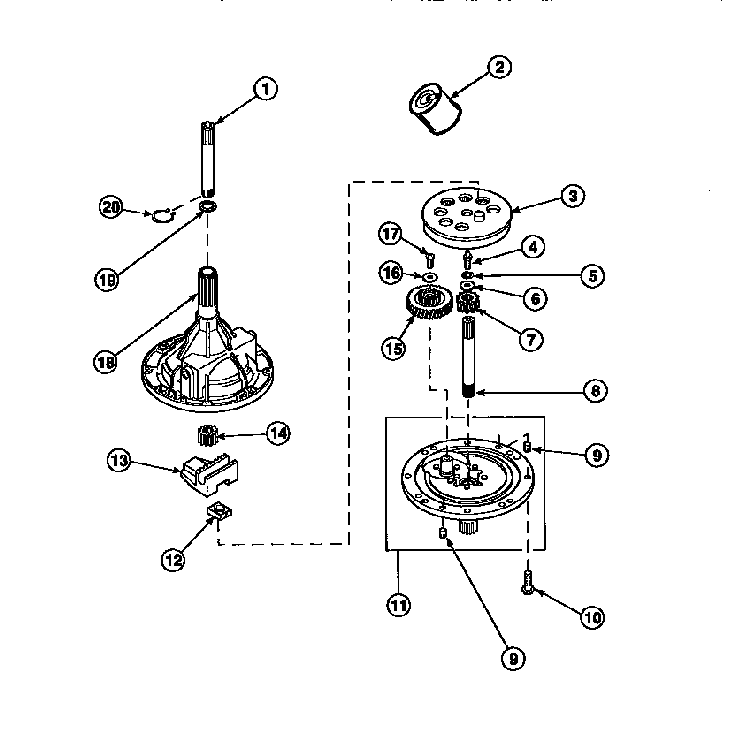 34526p Transmission Assembly Diagram and Parts List for CW8202W2-PCW8202W2B  Crosley Washer