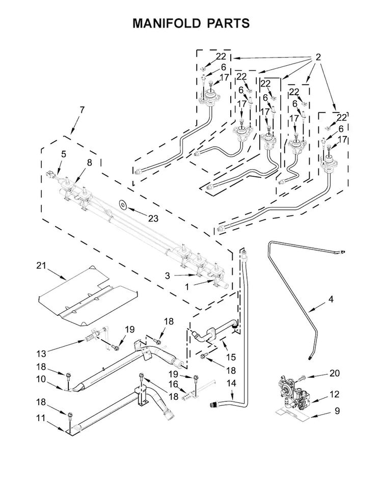 Manifold Parts Diagram and Parts List for MGS8800FZ0  Maytag Range