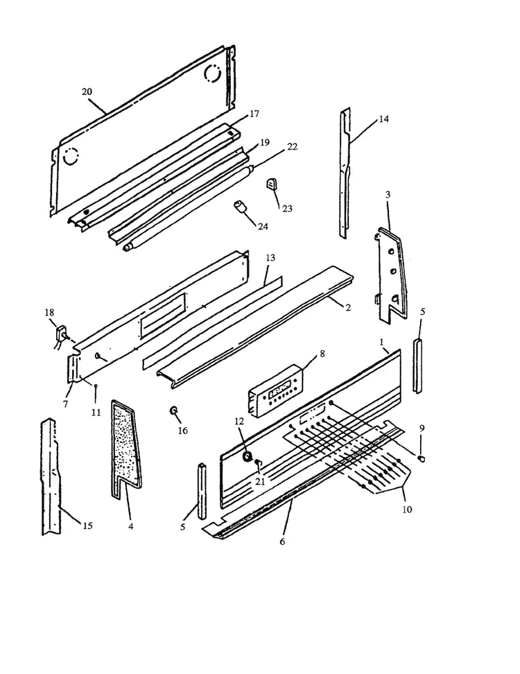 Backguard Diagram and Parts List for AGS780WW-P1168601NW  Amana Range