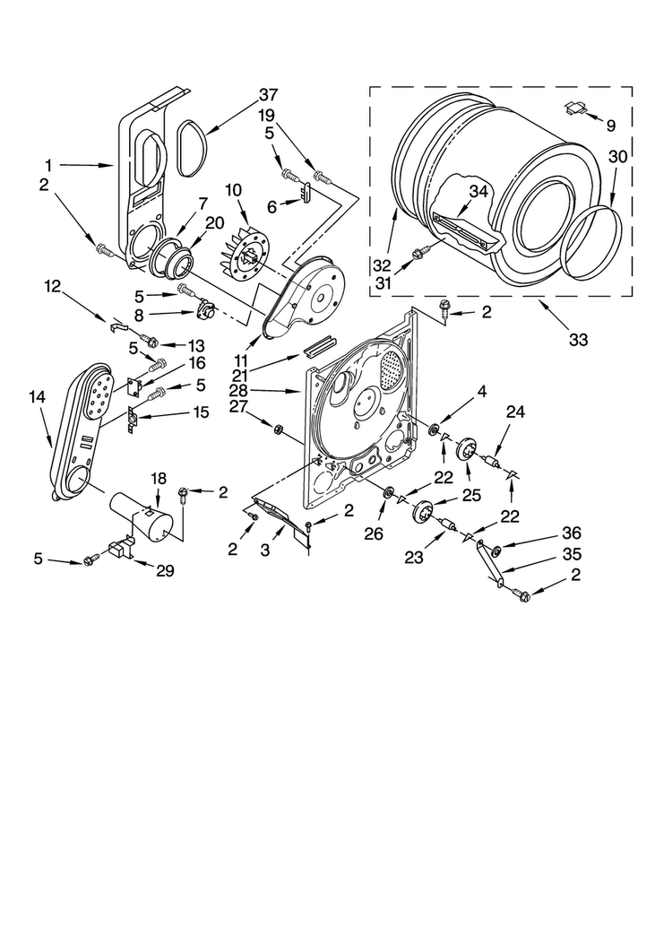 Bulkhead Parts, Optional Parts Diagram and Parts List for NGD5100TQ1  Amana Dryer