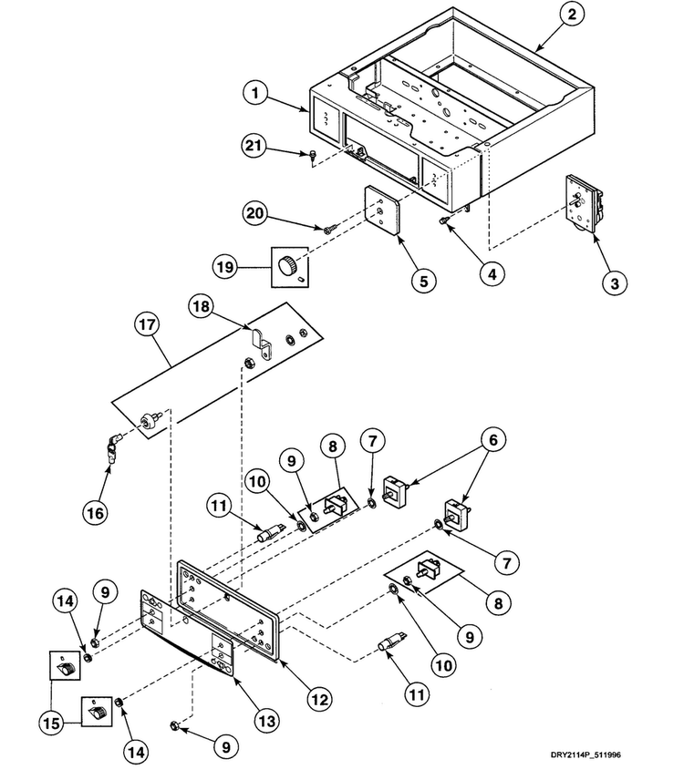 Control Panel Diagram and Parts List for SSG809QF  Speed Queen Dryer