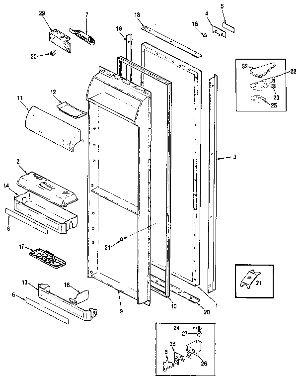 Fresh Food Door Diagram and Parts List for JRSD246B MAQ81A Jenn-Air Refrigerator