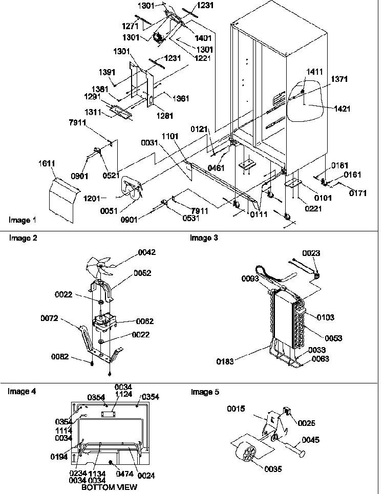 Drain Systems, Rollers, And Evaporator Assy Diagram and Parts List for SRDE528VW-P1320403WW  Amana Refrigerator