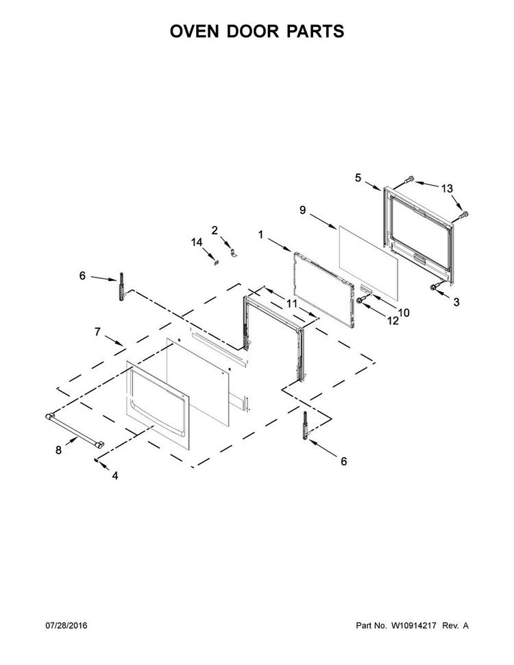 Oven Door Parts Diagram and Parts List for MMW9730FZ01  Maytag Microwave