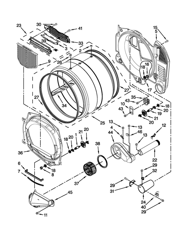 Bulkhead Parts Diagram and Parts List for MDG25PNAGW3  Maytag Dryer