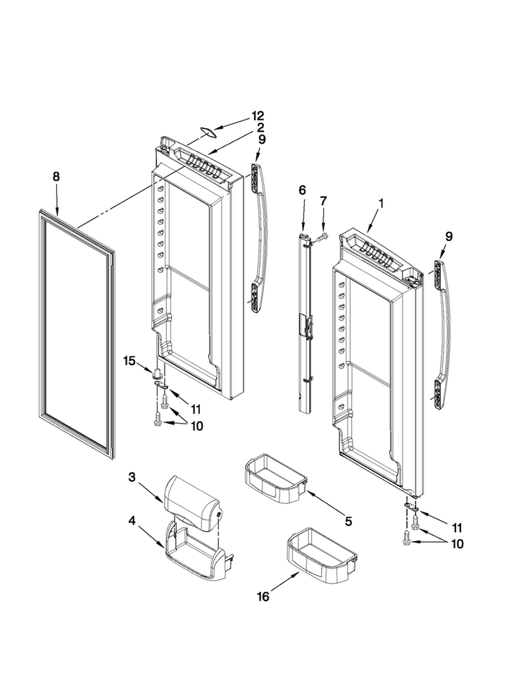 Refrigerator Door Parts Diagram and Parts List for 5GFC20PRYA0  Maytag Refrigerator