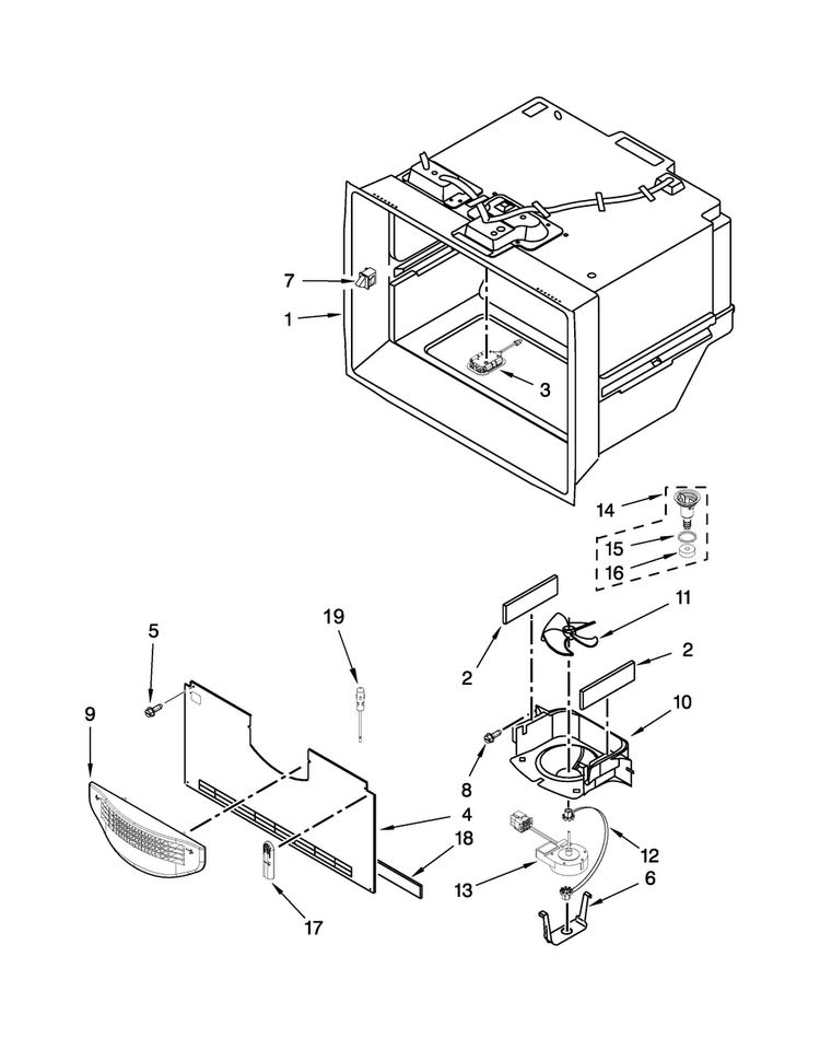 Freezer Liner Parts Diagram and Parts List for MFT2776DEE00  Maytag Refrigerator