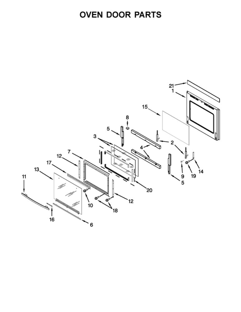 Oven Door Parts Diagram and Parts List for JMW2427WB03  Maytag Microwave Oven Combo