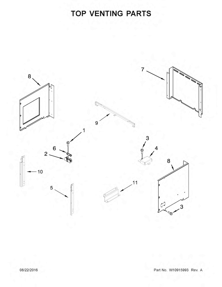Top Venting Parts Diagram and Parts List for JMW3430DS02  Jenn-Air Microwave