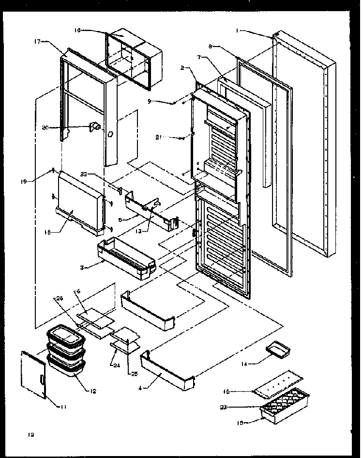 Refrigerator Door Diagram and Parts List for SBI20NW-P1162902WW  Amana Refrigerator