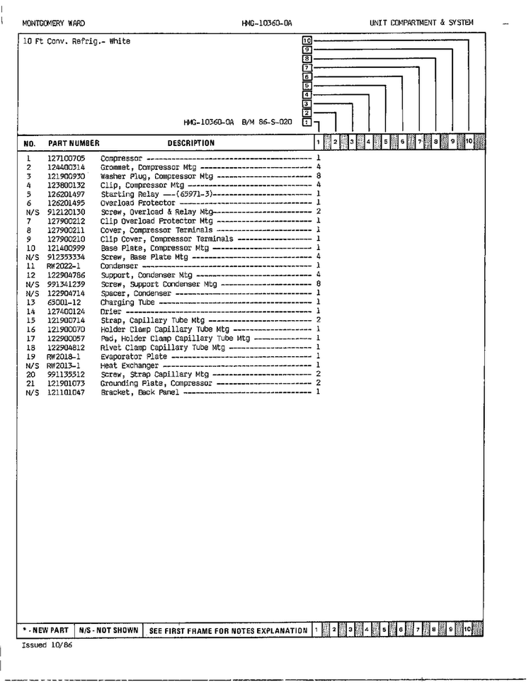 Unit Compartment And System Page 2 Diagram and Parts List for 10360A  Admiral Refrigerator