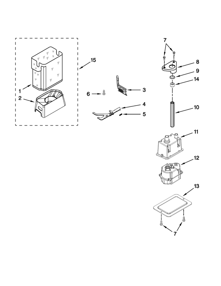 Motor And Ice Container Parts Diagram and Parts List for JS42PPDUDB02  Jenn-Air Refrigerator