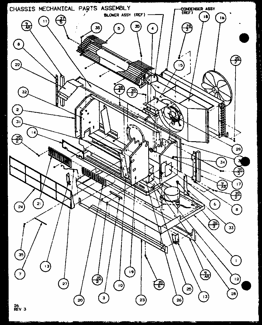 Chassis Mechanical Parts Assembly (pth09300e/p9806808r) (pth09400e/p9806908r) (pth09300ec/p9811808r) (pth09400ec/p9872308r) Diagram and Parts List for PTH09400F P1102701R Amana Air Conditioner