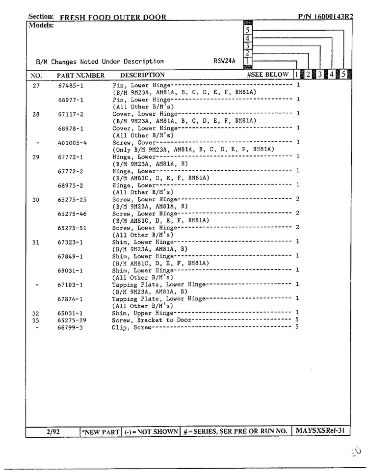 Fresh Food Outer Door Page 3 Diagram and Parts List for 24712  Maytag Refrigerator
