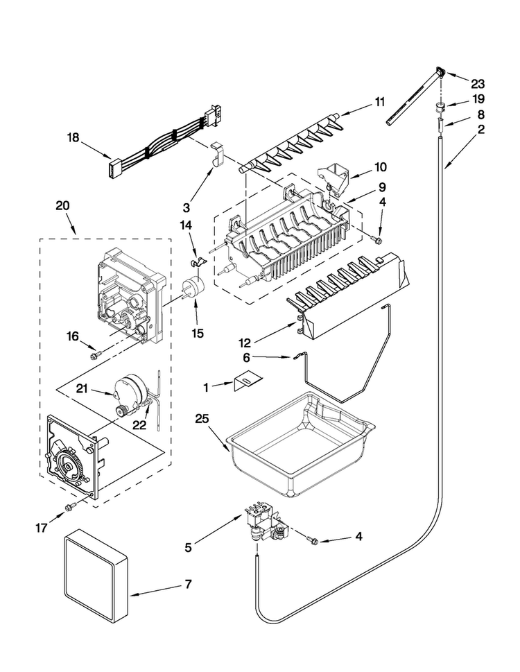 Icemaker Parts Diagram and Parts List for MFD2562VEW6  Maytag Refrigerator