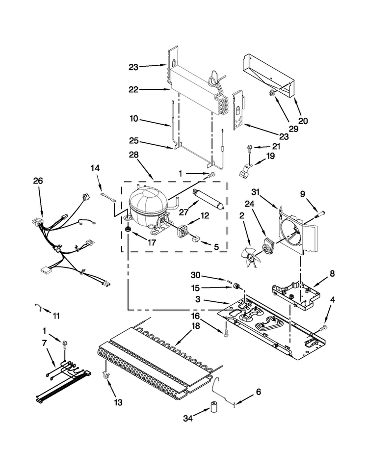 Unit Parts Diagram and Parts List for AFD2535DEW11  Amana Refrigerator
