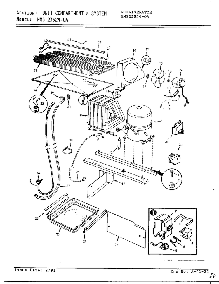 Freezer Compartment Page 2 Diagram and Parts List for 23524-0A  Admiral Refrigerator