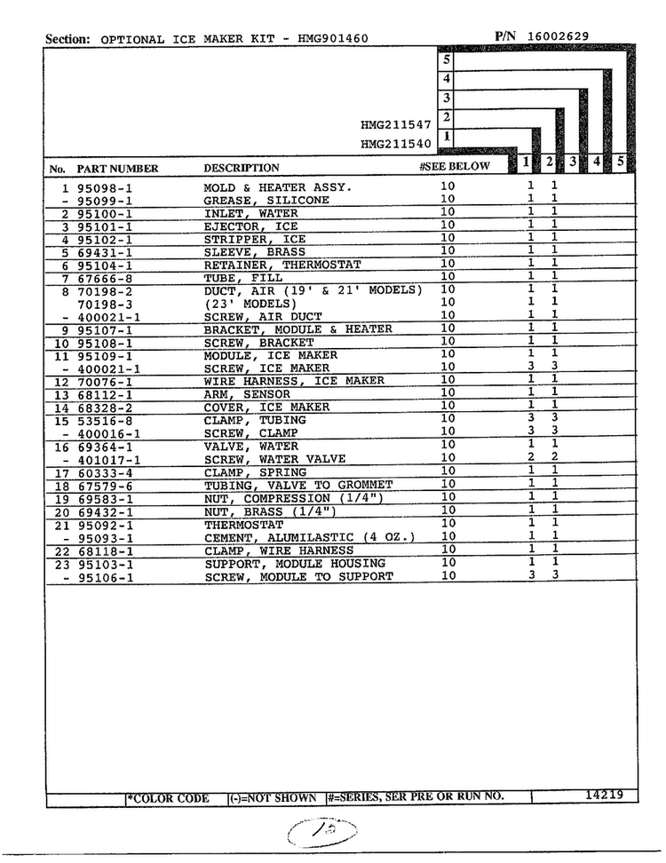 Optional Ice Maker Kit Page 2 Diagram and Parts List for 211540  Admiral Refrigerator