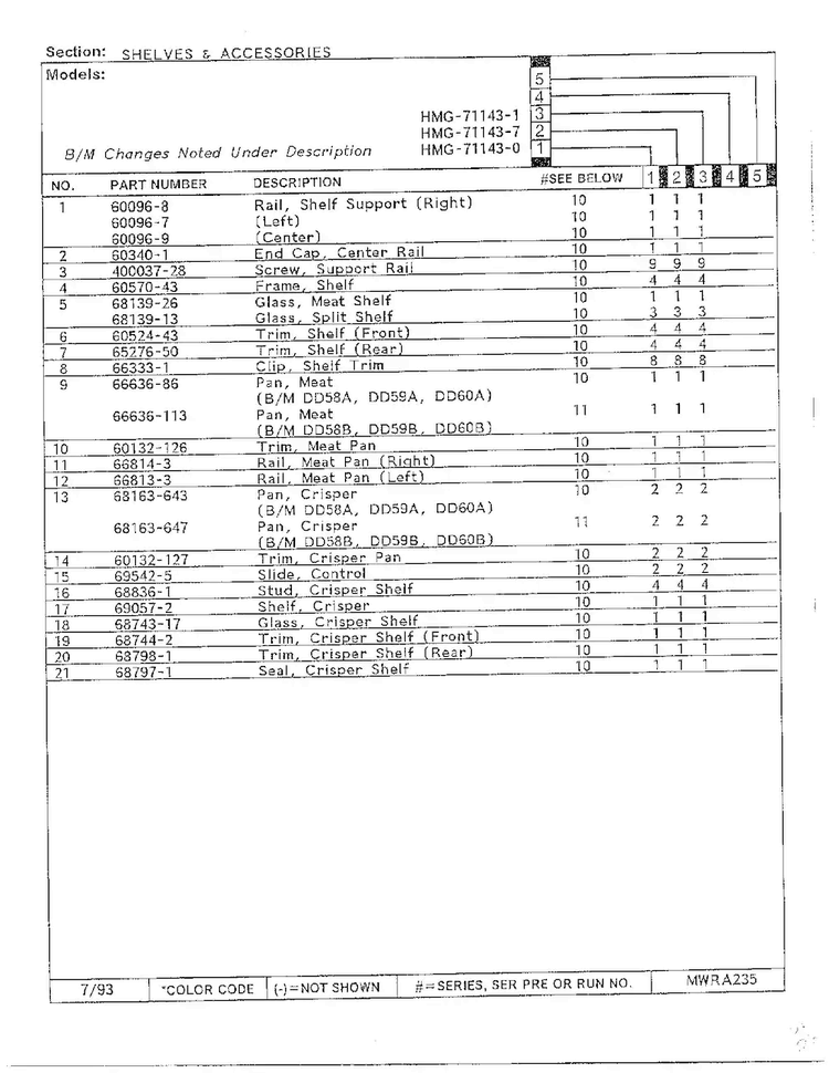 Shelves And Accessories Page 2 Diagram and Parts List for 71143-0A  Admiral Refrigerator