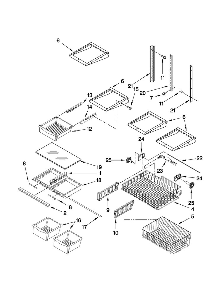 Shelf Parts Diagram and Parts List for MBF1958XES2  Maytag Refrigerator