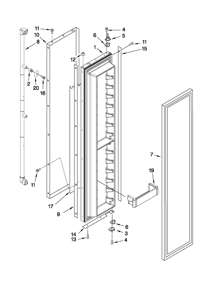 Freezer Door Parts Diagram and Parts List for JS48SEDUEA02  Jenn-Air Refrigerator