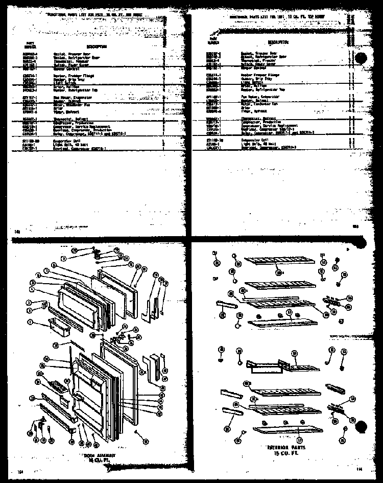 Door Assembly 15 Cu. Ft. Diagram and Parts List for T15G-C-P60100-2WC  Amana Refrigerator