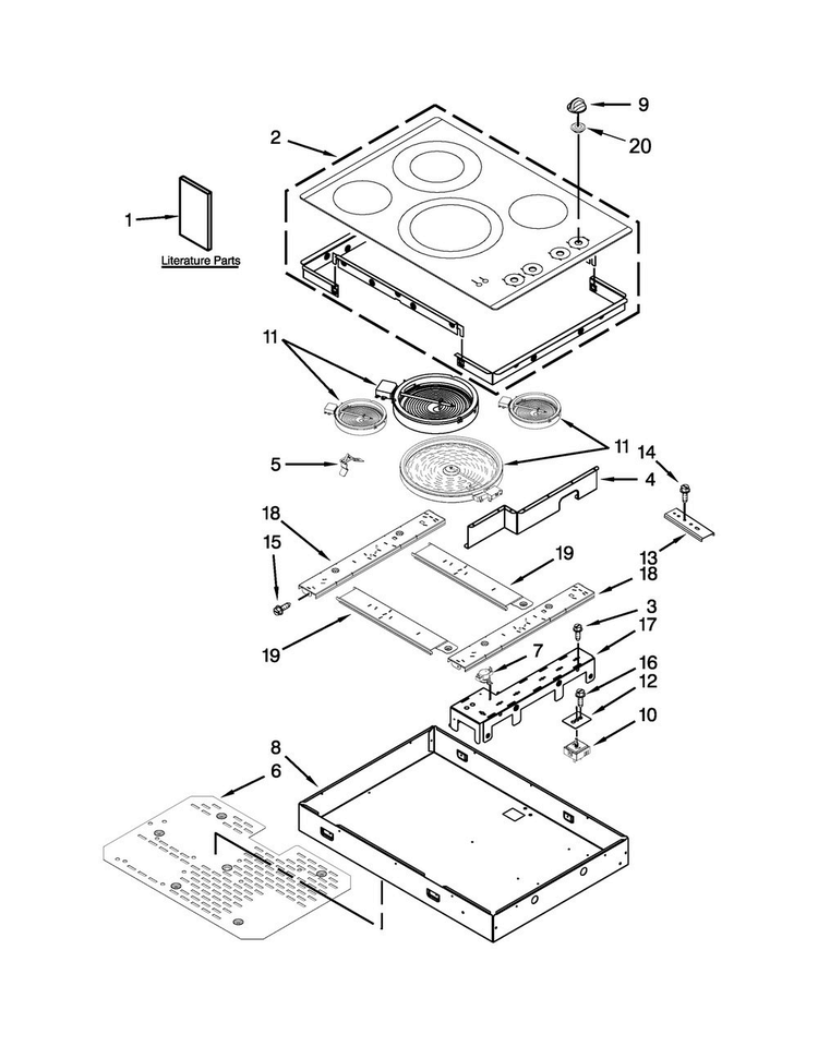 Cooktop Parts Diagram and Parts List for MEC9530BB01  Maytag Cooktop