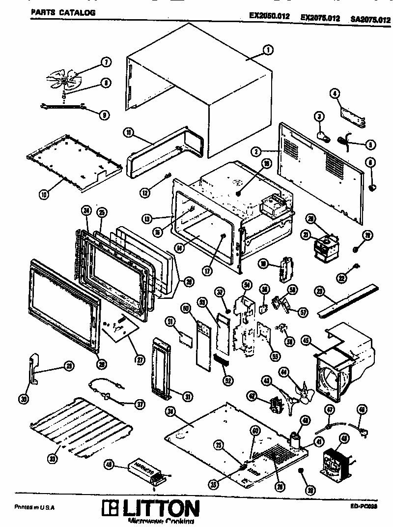 Replacement Parts Diagram and Parts List for SA2075012  Amana Microwave