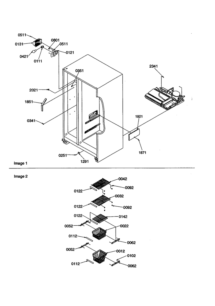 Freezer Shelves/lights Diagram and Parts List for SBDE21VPE-P1317201WE  Amana Refrigerator