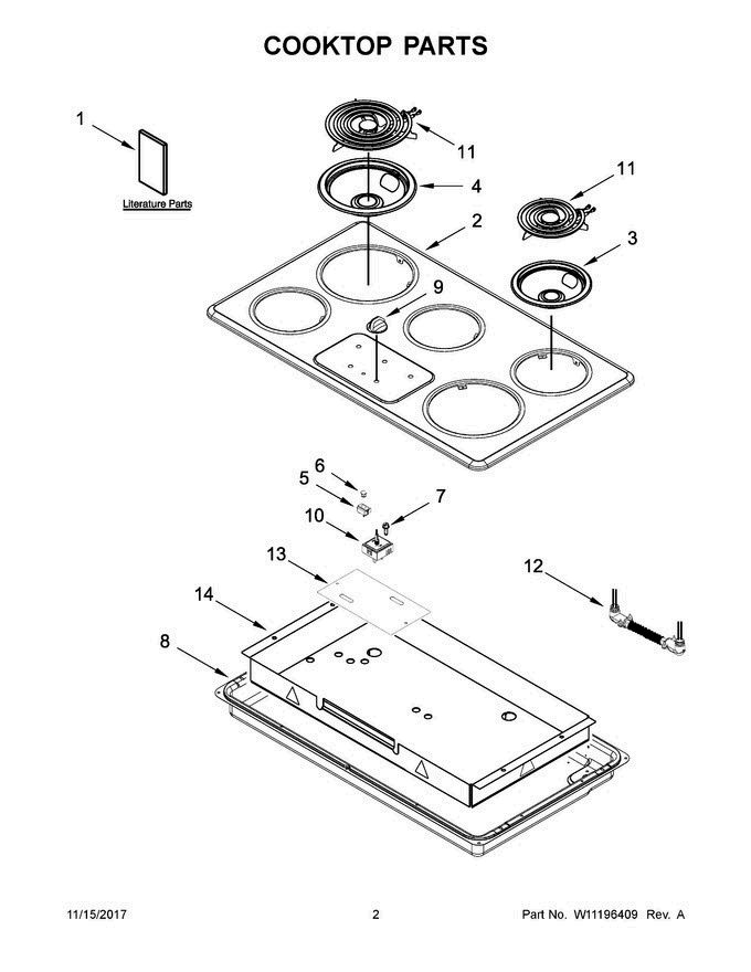 02 - Cooktop Parts Diagram and Parts List for ACC6356KFB01  Amana Cooktop