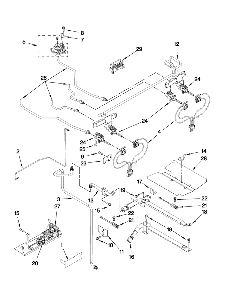 Manifold Parts Diagram and Parts List for JGS8850CDB01  Jenn-Air Range