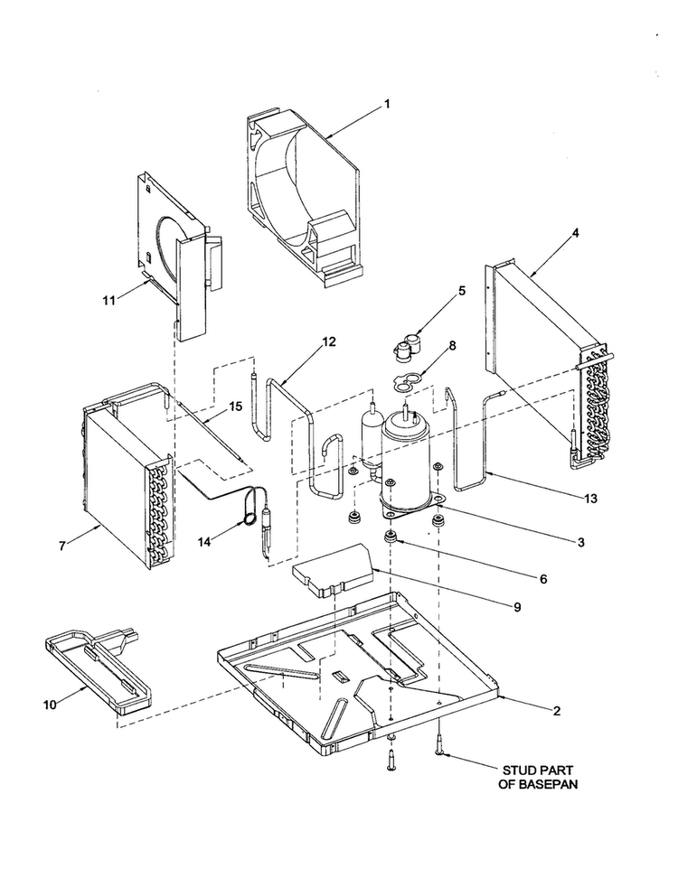 Chassis Assembly Diagram and Parts List for AAC081SRA-PAAC081SR  Amana Air Conditioner