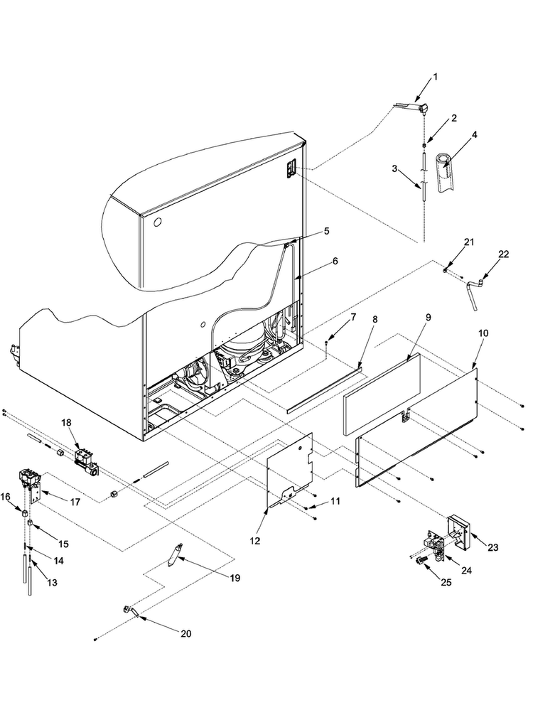 Cabinet Back Diagram and Parts List for XRSS287BB0  Amana Refrigerator