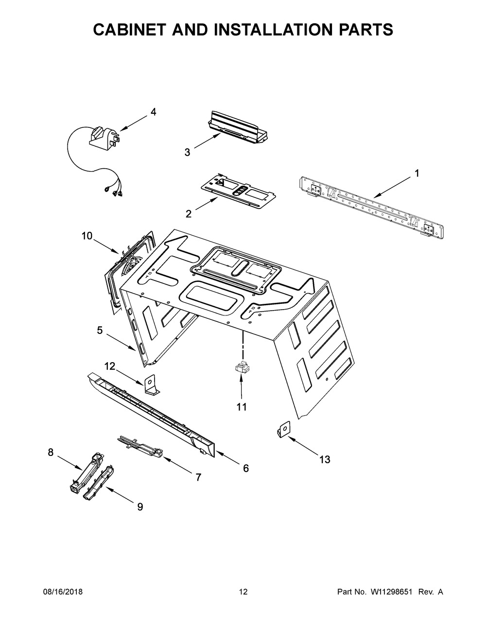 Cabinet And Installation Parts Diagram and Parts List for YJMV9196CB5  Maytag Microwave