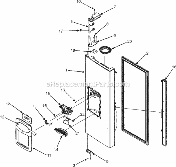 LEFT REFRIGERATOR DOOR (ICE & WATER) Diagram and Parts List for MFI2568AES  Maytag Refrigerator