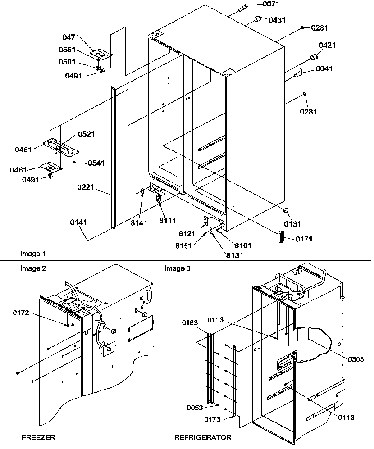 Cabinet Parts Diagram and Parts List for SCD25TL-P1190426WL  Amana Refrigerator