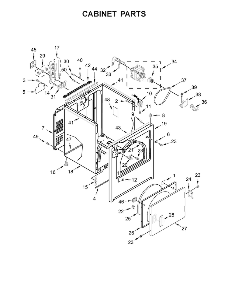 Cabinet Parts Diagram and Parts List for MEDB766FW0  Maytag Dryer