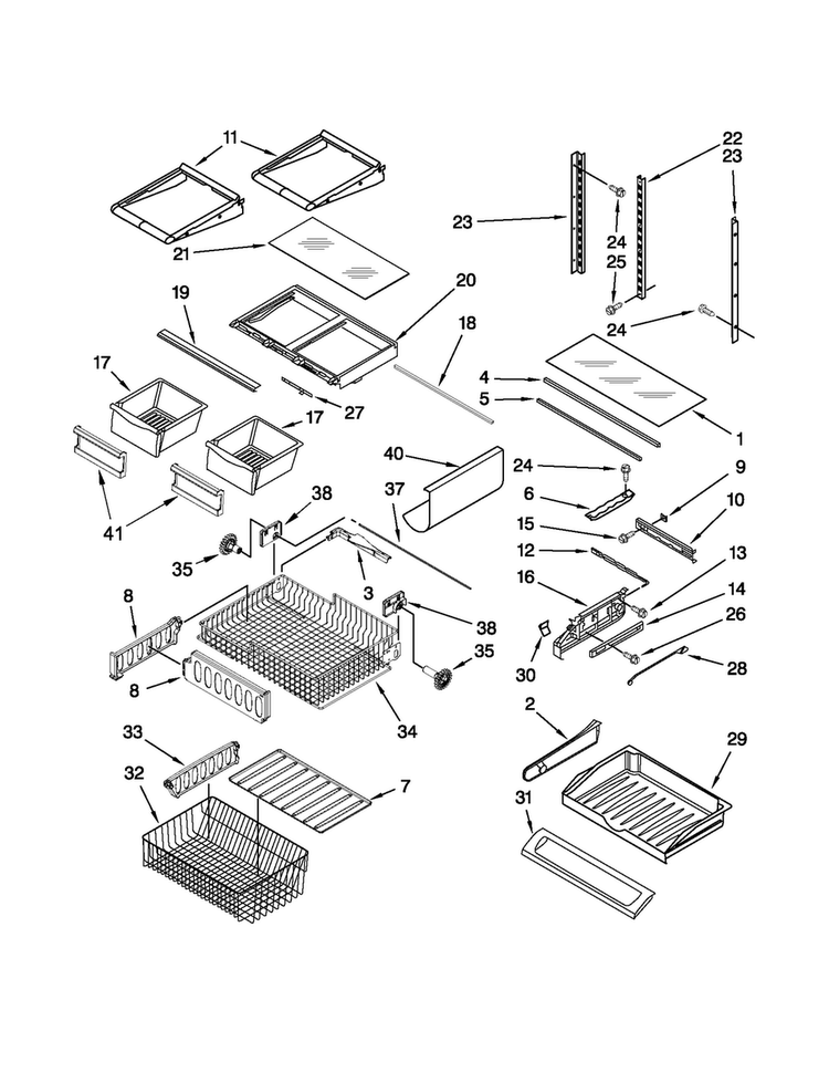Shelf Parts Diagram and Parts List for JFC2089WEP11  Jenn-Air Refrigerator