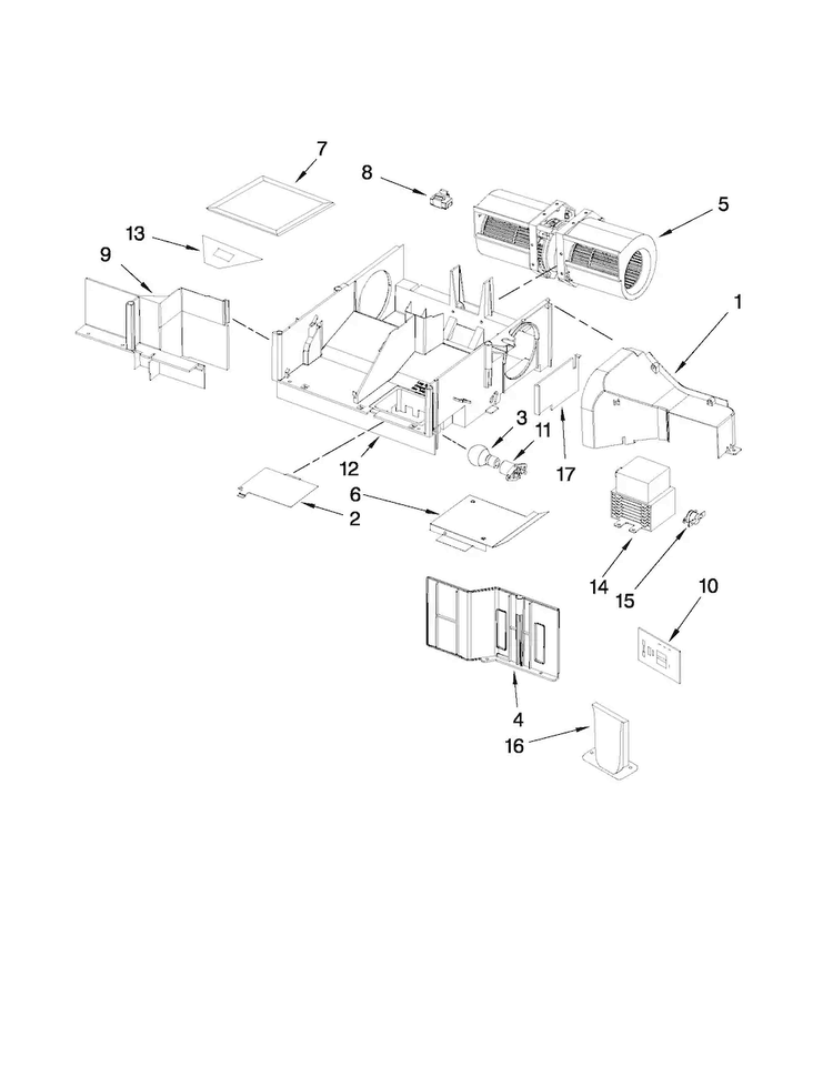 Air Flow Parts Diagram and Parts List for MMV1164WB1  Maytag Microwave