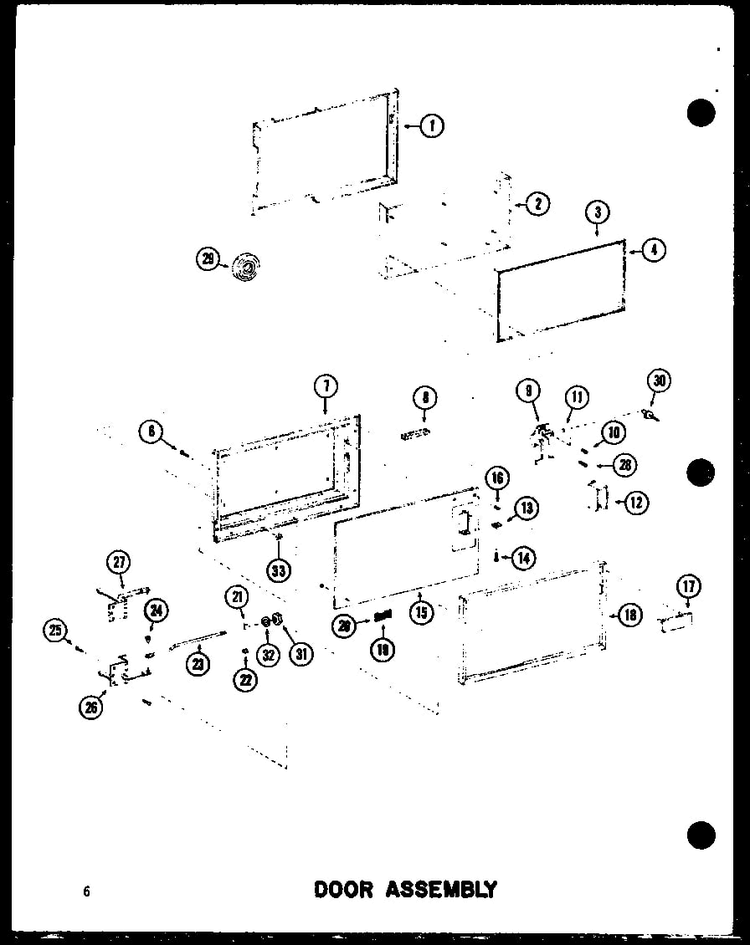 Door Assembly Diagram and Parts List for RC-10S P72649-2M Amana Microwave