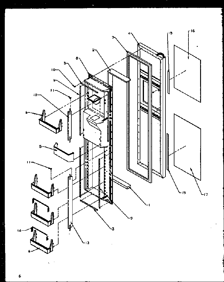 Freezer Door Diagram and Parts List for SXD20NPW-P1162505WW  Amana Refrigerator